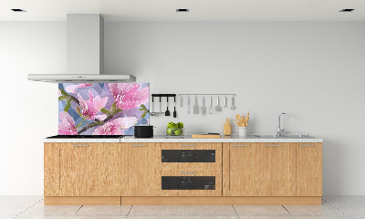 Glazen achterwand keuken Roze magnolia