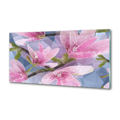Glazen achterwand keuken Roze magnolia