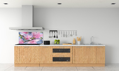 Glazen achterwand keuken Roze magnolia
