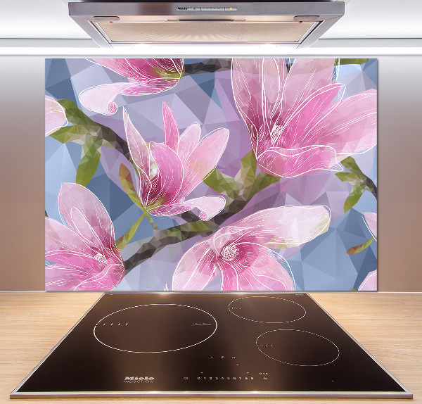 Glazen achterwand keuken Roze magnolia