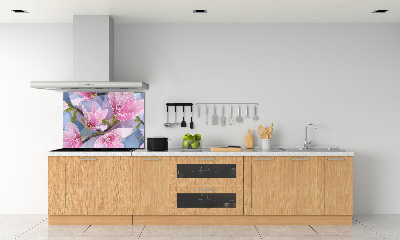 Glazen achterwand keuken Roze magnolia