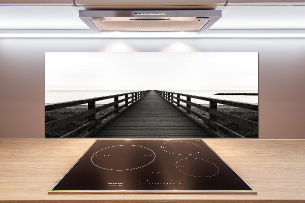 Glazen achterwand keuken Houten steiger