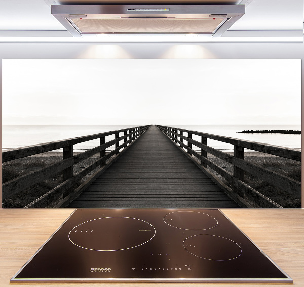 Glazen achterwand keuken Houten steiger