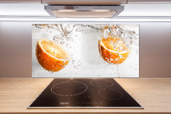 Spatscherm keuken Sinaasappels onder water