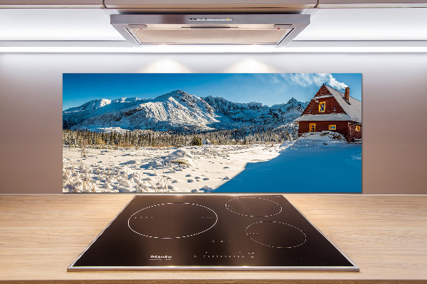 Glazen achterwand keuken Een huisje in de bergen