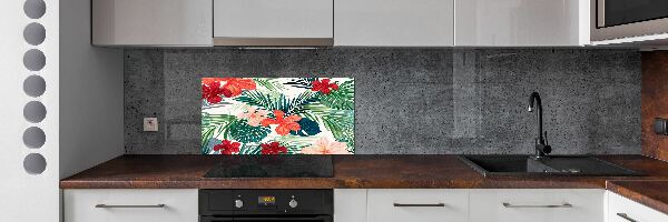 Spatplaat keuken Tropische bloemen