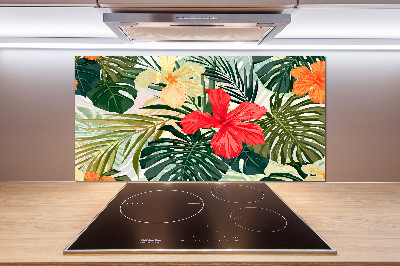 Achterwand keuken Hawaiiaanse bloemen