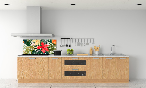 Achterwand keuken Hawaiiaanse bloemen