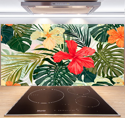 Achterwand keuken Hawaiiaanse bloemen
