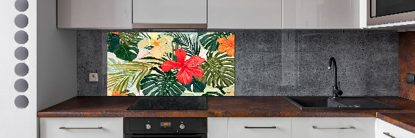 Achterwand keuken Hawaiiaanse bloemen