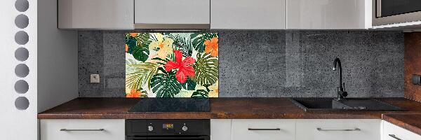 Achterwand keuken Hawaiiaanse bloemen