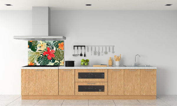Achterwand keuken Hawaiiaanse bloemen