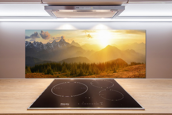 Panel do kuchni Zachód słońca góry