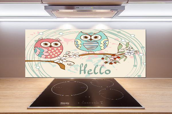 Panel szklany do kuchni Sowy