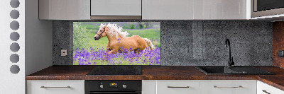 Keuken achterwand Een paard in een lavendelveld