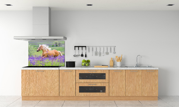 Keuken achterwand Een paard in een lavendelveld