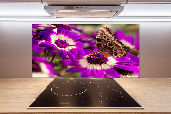 Achterwand keuken Vlinder op een bloem