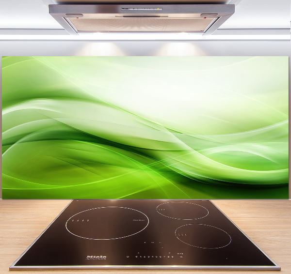 Glazen achterwand keuken Groene golven op de achtergrond