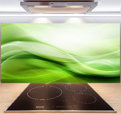 Glazen achterwand keuken Groene golven op de achtergrond