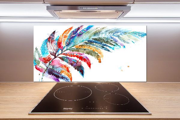 Spatscherm keuken Kleurrijke veer