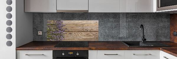 Spatplaat keuken Lavendel op hout