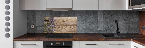 Spatplaat keuken Lavendel op hout