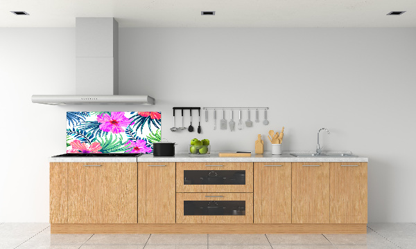 Achterwand keuken Hawaiiaanse bloemen