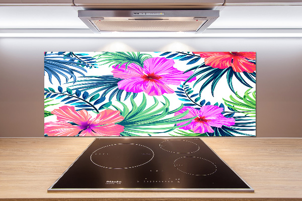 Achterwand keuken Hawaiiaanse bloemen