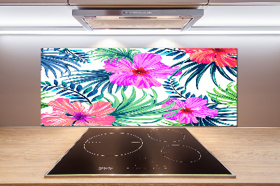 Achterwand keuken Hawaiiaanse bloemen