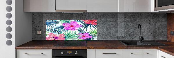 Achterwand keuken Hawaiiaanse bloemen