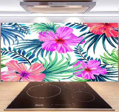 Achterwand keuken Hawaiiaanse bloemen