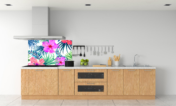 Achterwand keuken Hawaiiaanse bloemen