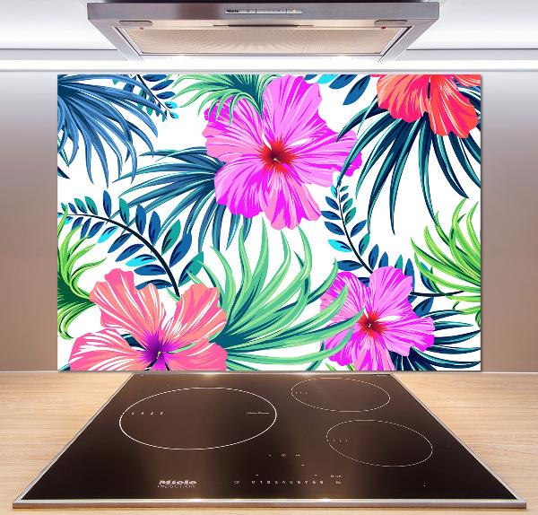 Achterwand keuken Hawaiiaanse bloemen