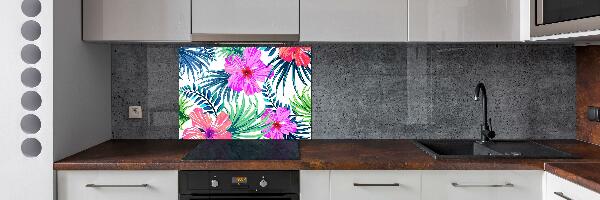 Achterwand keuken Hawaiiaanse bloemen