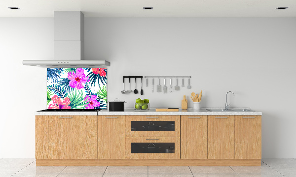 Achterwand keuken Hawaiiaanse bloemen