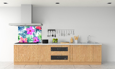 Achterwand keuken Hawaiiaanse bloemen