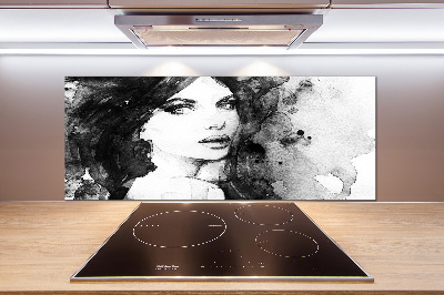 Glazen achterwand keuken Vrouwenportret