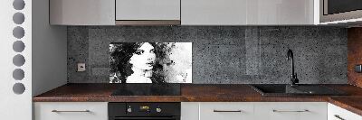 Glazen achterwand keuken Vrouwenportret