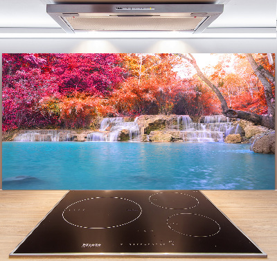 Spatscherm keuken Waterval in het bos