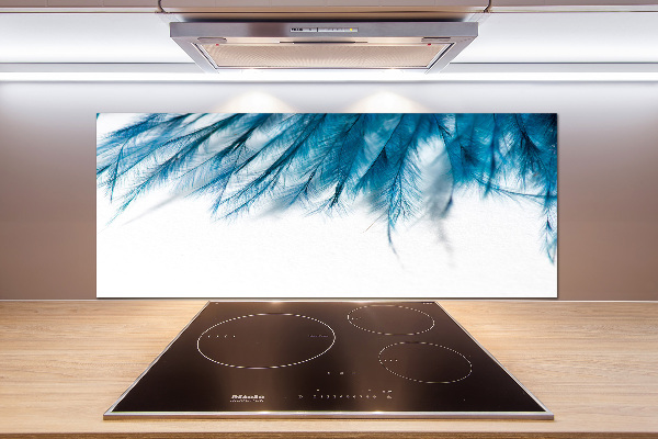 Achterwand keuken Blauwe veren