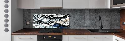 Glazen achterwand keuken Vlinders en bloemen