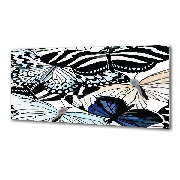 Glazen achterwand keuken Vlinders en bloemen