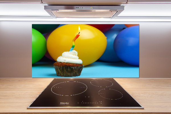 Glazen achterwand keuken Verjaardagscupcake