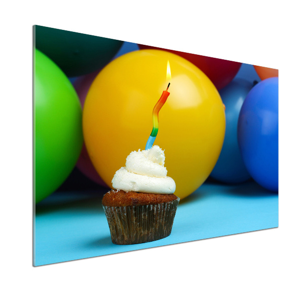 Glazen achterwand keuken Verjaardagscupcake