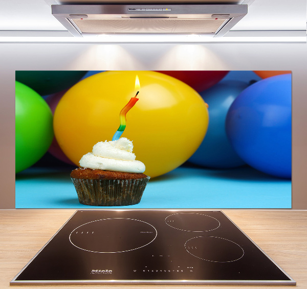 Glazen achterwand keuken Verjaardagscupcake