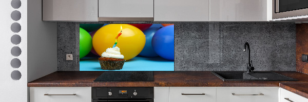 Glazen achterwand keuken Verjaardagscupcake