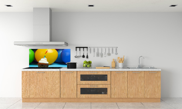 Glazen achterwand keuken Verjaardagscupcake