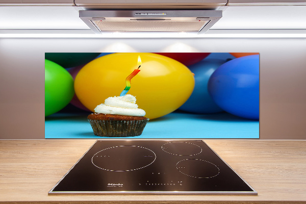 Glazen achterwand keuken Verjaardagscupcake