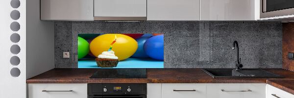 Glazen achterwand keuken Verjaardagscupcake