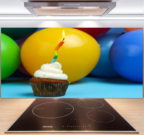 Glazen achterwand keuken Verjaardagscupcake